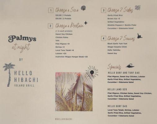 Menu sheet