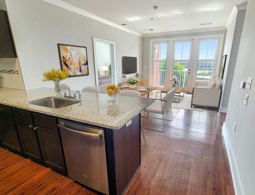 Living room with patio windows