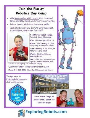 Sign up for our Robot Camps!!