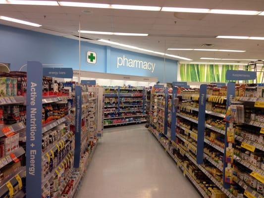 The pharmacy, as usual, is in the back corner.