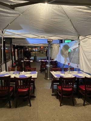 6-feet distancing heated and covered on two sides outdoor Seating