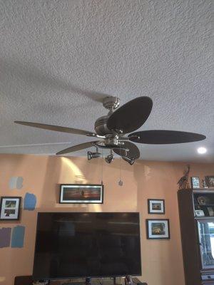 One of the installed ceiling fans