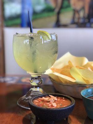 Great Margarita with one of my favorite salsas.