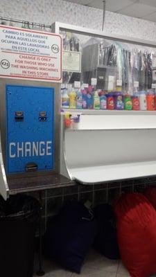 change machine and big folding table.