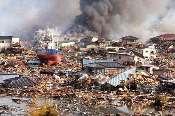 Destruction after a major natural catastrophe.