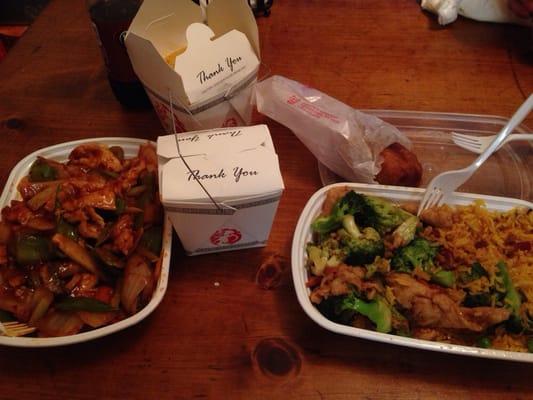 All this for $21! chicken with broccoli, spicy chicken, and two boxes of veggie fried rice so good!