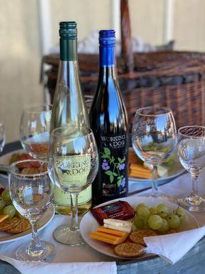 2019 Traminette - White & Blueberry Wines plus snacks we bought in ourselves.