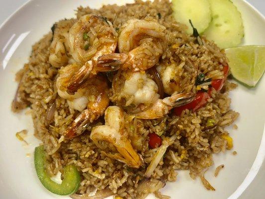 Tom Yum Fried Rice Shrimps so tasty spicy but not too spicy.