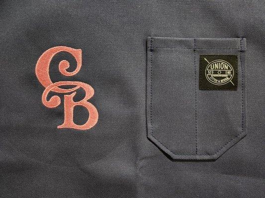 Apron embroidered for the opening of Casa Bonita. Apron designed and made by Union Stitch & Design.