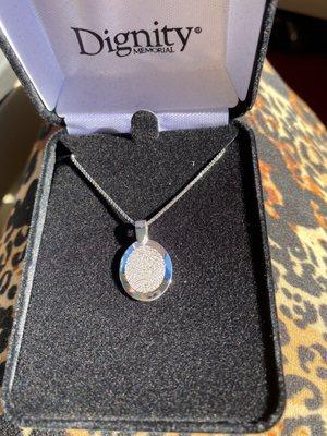 My mom loved her necklace that she had made from My grandma fingerprint