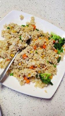 Vegan Fried Rice, ask for it without eggs or butter.