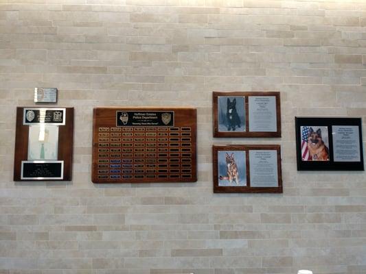 Memorial wall at Hoffman Estates Police Station. Sad to see and read the stories.