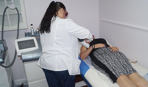 Laser hair removal treatment using the Palomar Vectus painless hair removal machine.