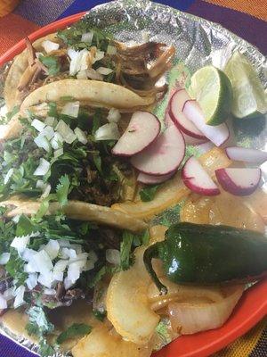 Tacos: Carnitas, Carne Asada, Cabeza - all good!