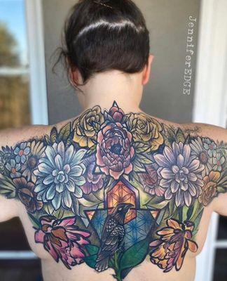 Backpiece tattoo by Jennifer Edge #mainlinetattoo