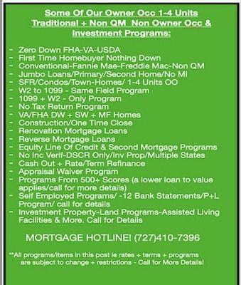 Some of our Mortgage Programs