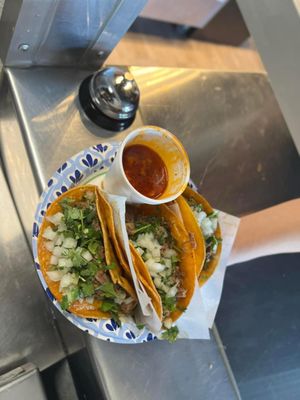 Birria Tacos with stew dip