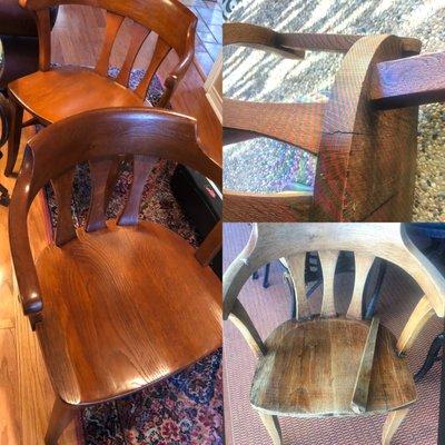 Structure Repair, Stripping & Refinishing: Customer loved her RESTORED chairs!