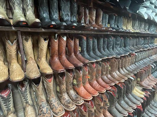 Cowboy and cowgirl boots wall