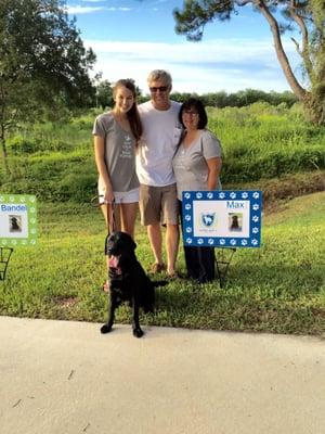 Joseph, his wife and daughter delivering guide dog puppy max to Southeastern Guide Dog Training School.