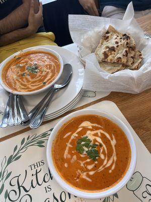 butter chicken and chicken tikka masala with naan