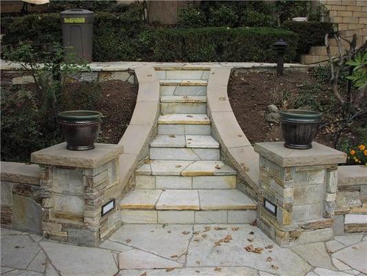 Flagstone staircase and landing