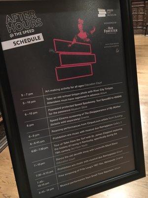 Schedule posted around the museum