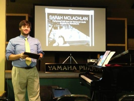 Joseph Fox presenting Sarah McLachlan live!