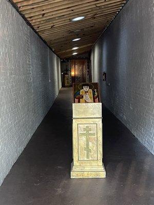 a long passageway to the church