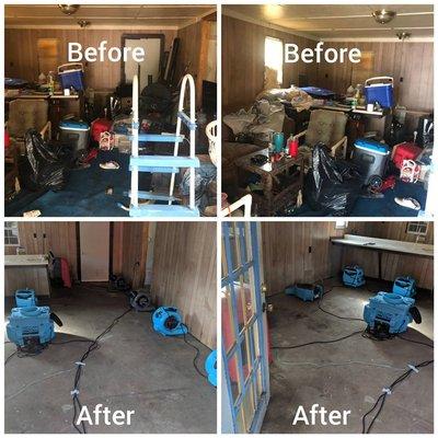 Before and After Flooded Room