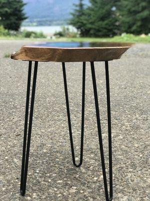 Black Walnut and blue epoxy, 3D effect, end table.