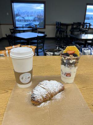 Yogurt Parfait and Stuffed Croissant