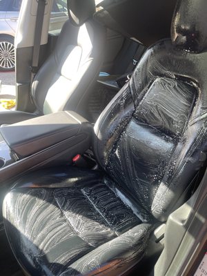 Leather seat disinfected.