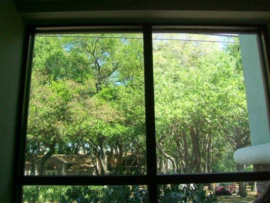 Energy saving window film before and after.