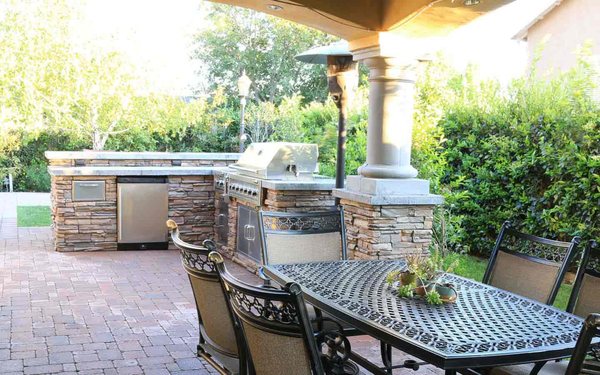 Landscape design and build with outdoor kitchen