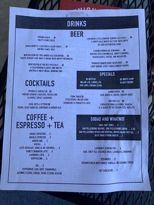 Drink menu