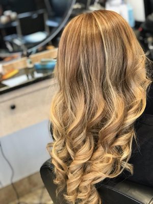 Color, Highlight, blow dry and curls done by Marlen.