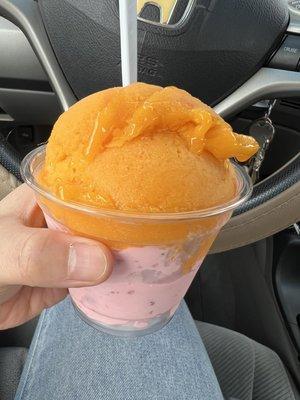 Mango and strawberry ice cream