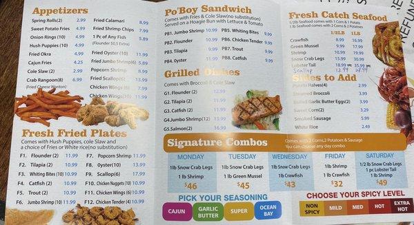 Page 1 of the Menu