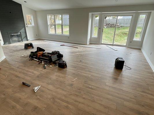 Room after install of water resistant laminate