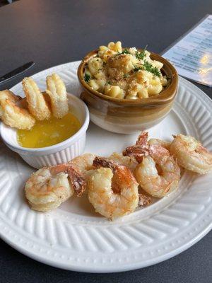 Parmesan shrimp entree with Mac and cheese