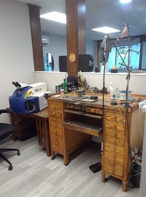 Our work bench and Laser Welder.