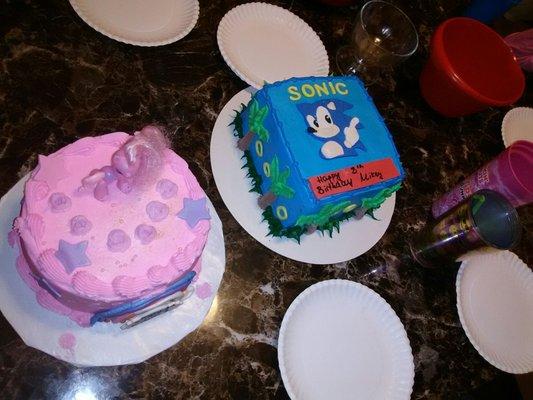 Sonic and my little pony cakes