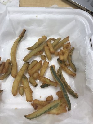 Zucchini fries should be green like these.