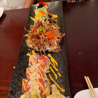 Our 3 special rolls (Nami, King Crab and Volcano)