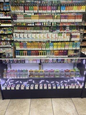 Wide variety of disposable vapes.