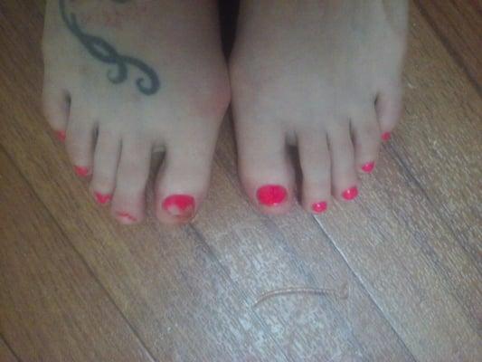 Taken 7 minutes after theyre poor excuse for a pedicure