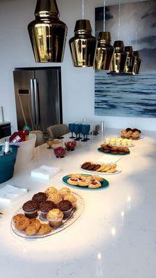 Muffins and mimosas in the rooftop community kitchen.