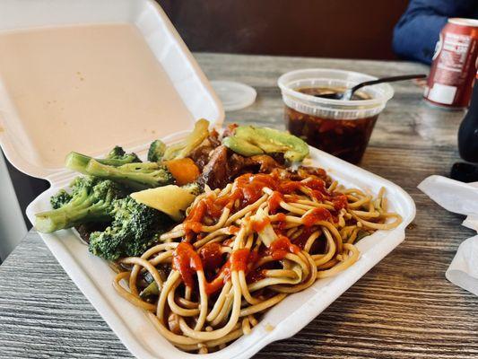 Broccoli and Protein Special Combo, Veggie Lo Mein, Korean Chicken Special Combo.