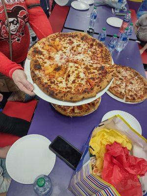 Burnt pizza at Skateland.